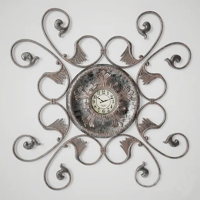 Decorative metal wall clock 3D Model