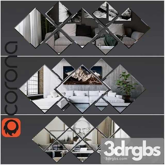 Decorative mirror 3D Model Free