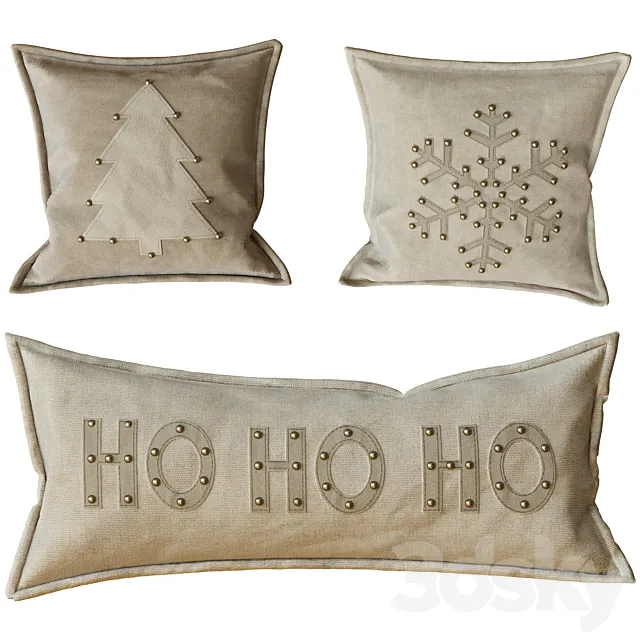 Decorative New Year's pillows 3D Model
