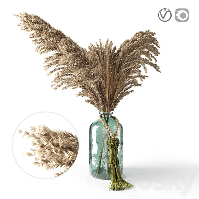Decorative pampas in a glass jar 3DModel