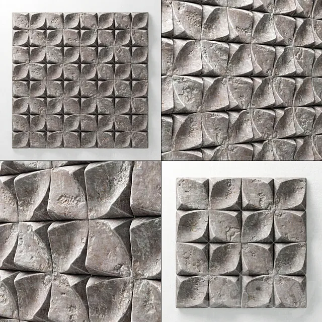 Decorative panel from stone “Sheet” _ Decorative panel from stone “Leaf” 3D Model