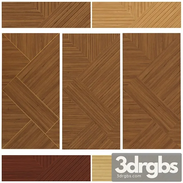Decorative panel of veneer and slats  01 3D Model Free