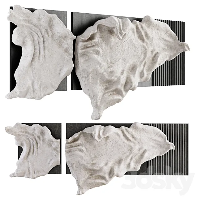 Decorative panel with a sculptural bas-relief made of plaster 3D Model