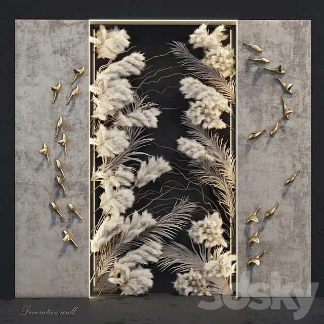 Decorative panel_Birds Gold 3 Free Download