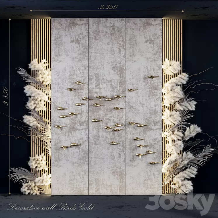 Decorative panel_Birds Gold 5 3D Model