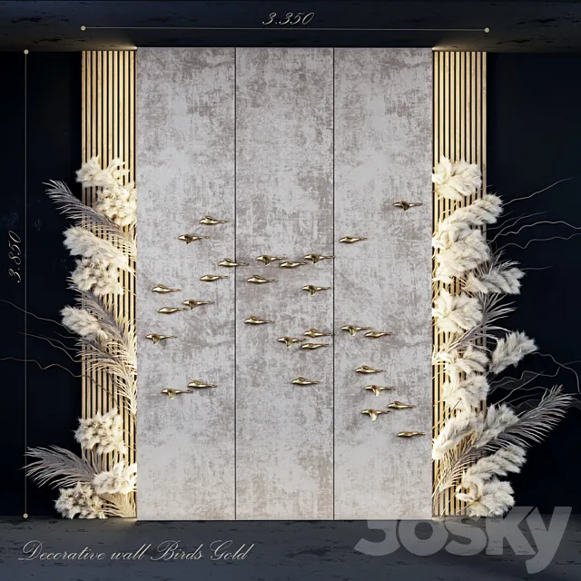 Decorative panel_Birds Gold 5 3DModel
