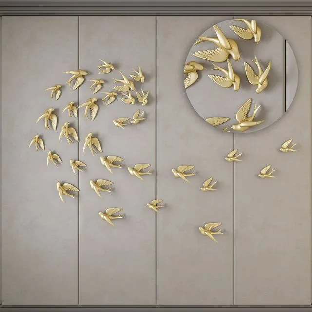 Decorative panels with birds 3D Model
