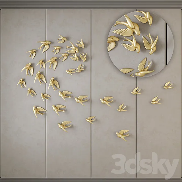 Decorative panels with birds Free Download