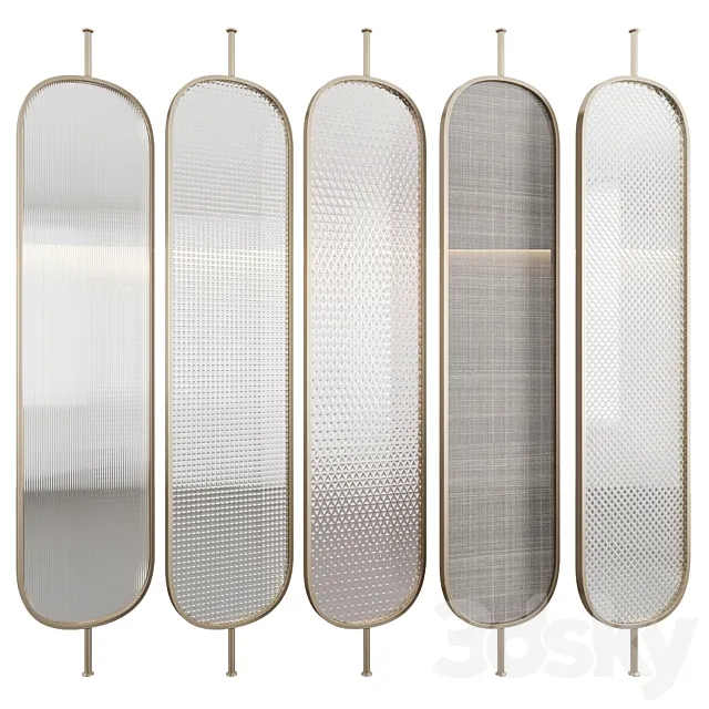 Decorative partition with embossed glass 3D Model