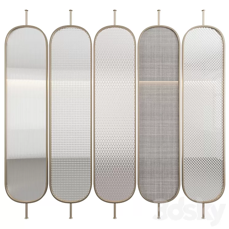 Decorative partition with embossed glass 3D Model