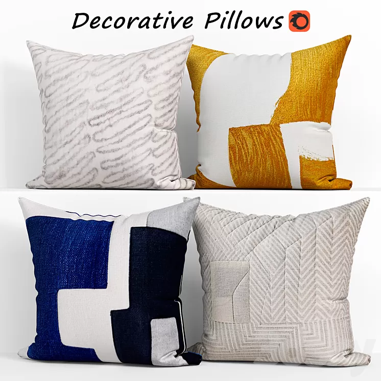 Decorative Pillow set 168 West elm 3D Model
