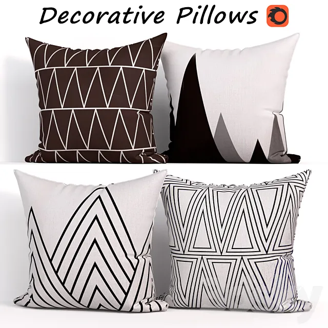 Decorative Pillow set 192 Bluettek Modern 3DModel