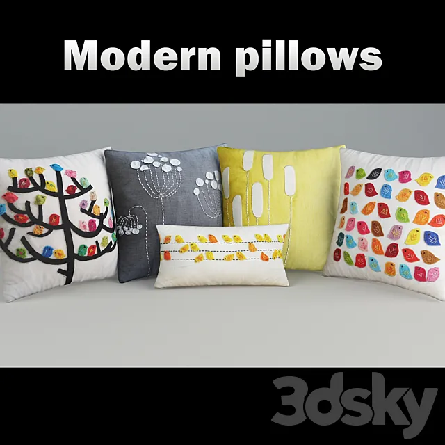 Decorative pillow with applique 3DModel