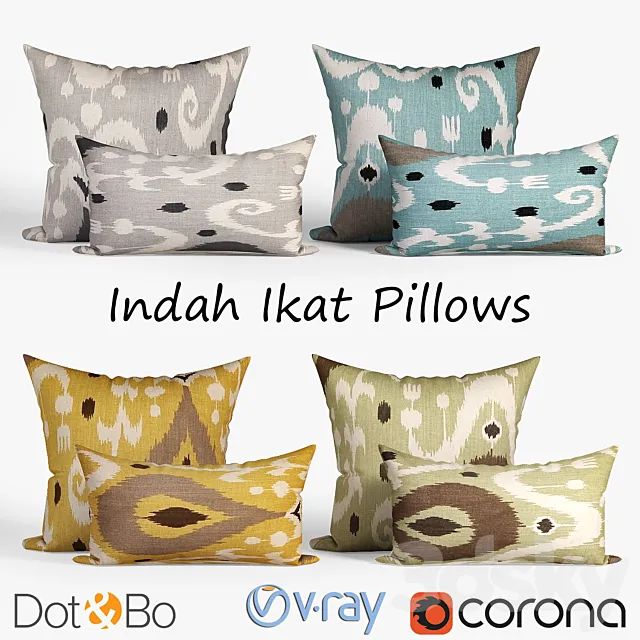 Decorative pillows Dot and bo_Indah Ikat. set 044 3D Model
