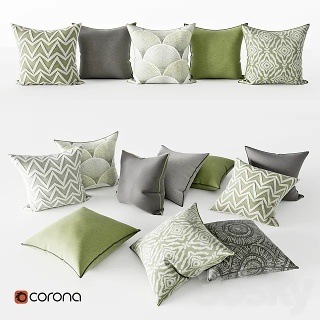Decorative Pillows | Gray and Green Set Free Download