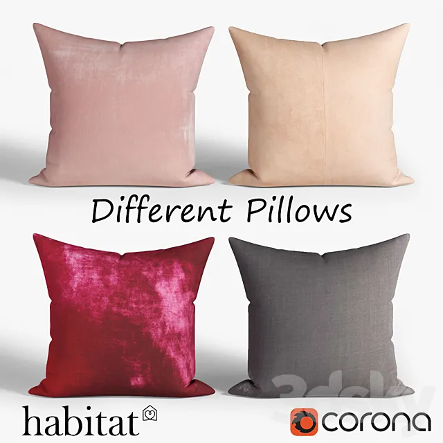 Decorative pillows habitat .set 020 3D Model