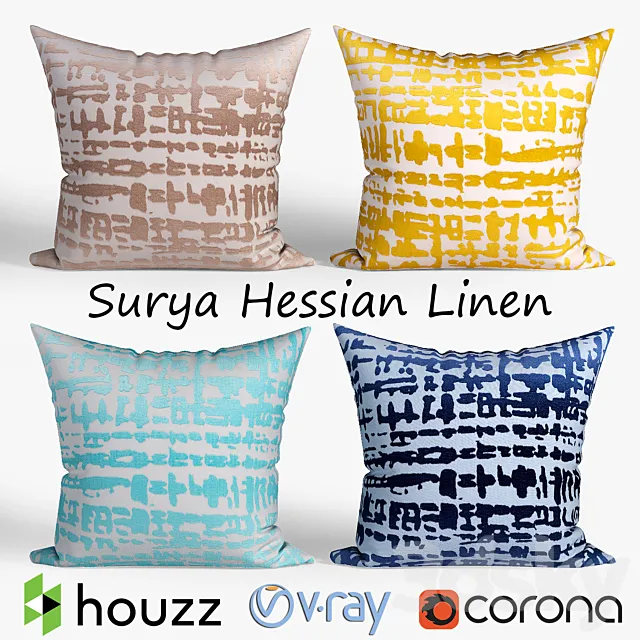 Decorative pillows Houzz Surya Hessian Linen set 063 3D Model