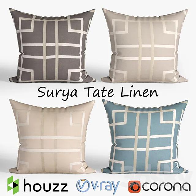 Decorative pillows Houzz. Surya Hessian Linen set 064 3DModel