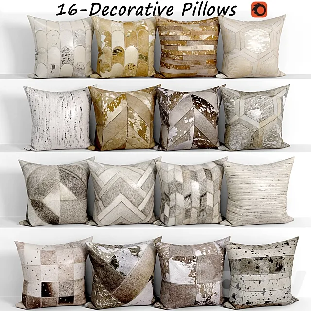 Decorative pillows set 096 3D Model