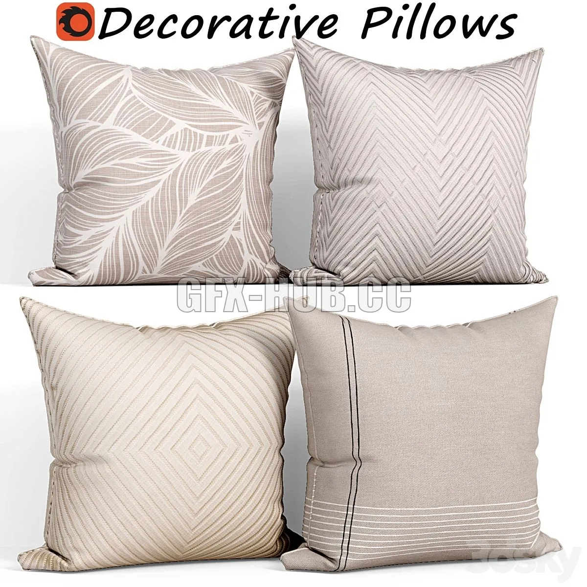 Decorative pillows set 116 3D Model