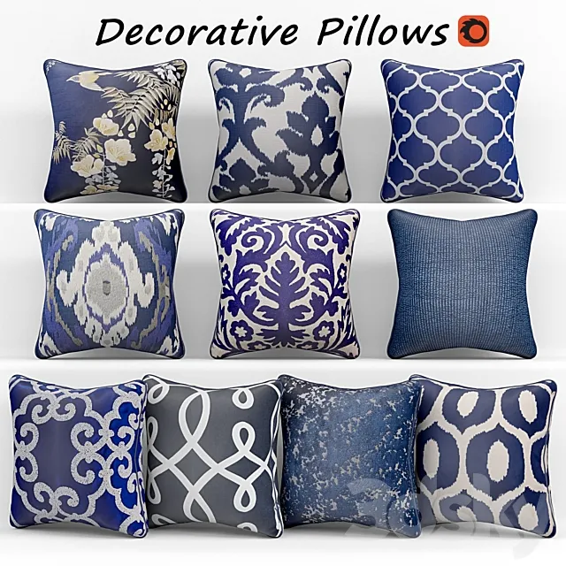 Decorative pillows set 140 3D Model