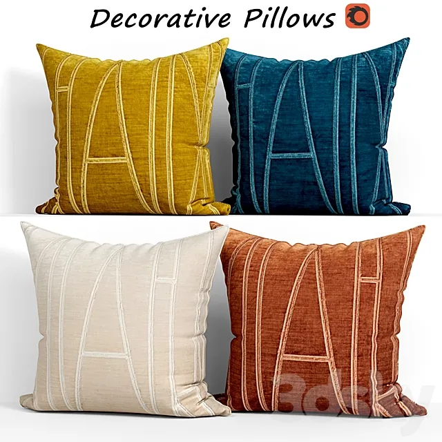 Decorative pillows set 145 West elm 3DModel