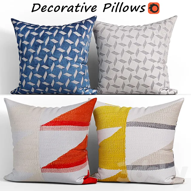 Decorative pillows set 160 Reflected Angles and Pinwheel Jacquard West elm 3D Model