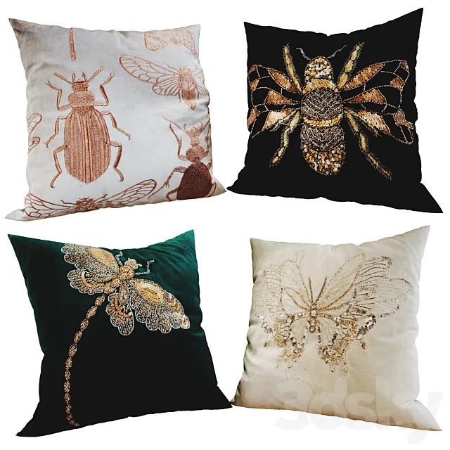 Decorative pillows set 186 3D Model