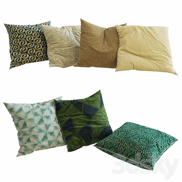 Decorative Pillows set 20 3D Model