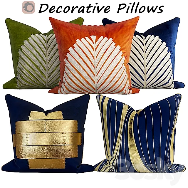 Decorative pillows set 488 3D Model
