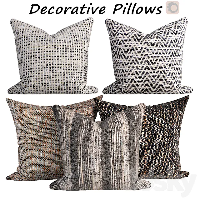 Decorative pillows set 587 3DModel