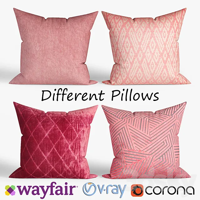 Decorative pillows Wayfair. set 030 3D Model