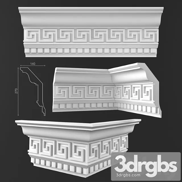 Decorative plaster Ceiling cornice 50 ko 016 gp 3D Model Free