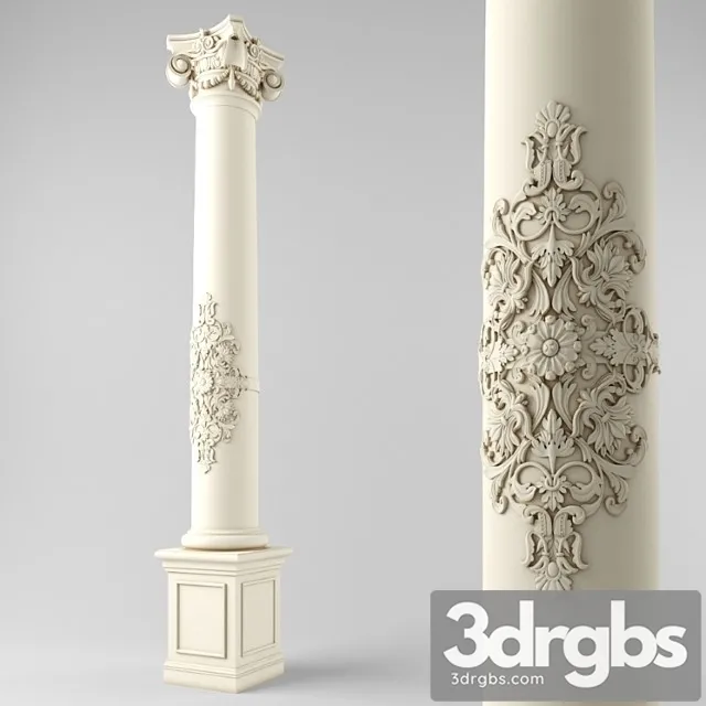 Decorative plaster Classic column 3D Model Download