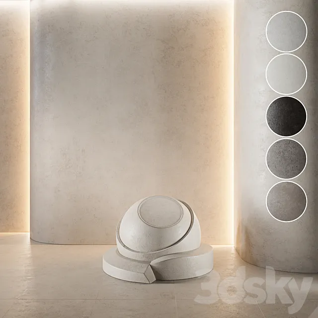 decorative plaster | Concrete set (seamless) | 35 3D Model