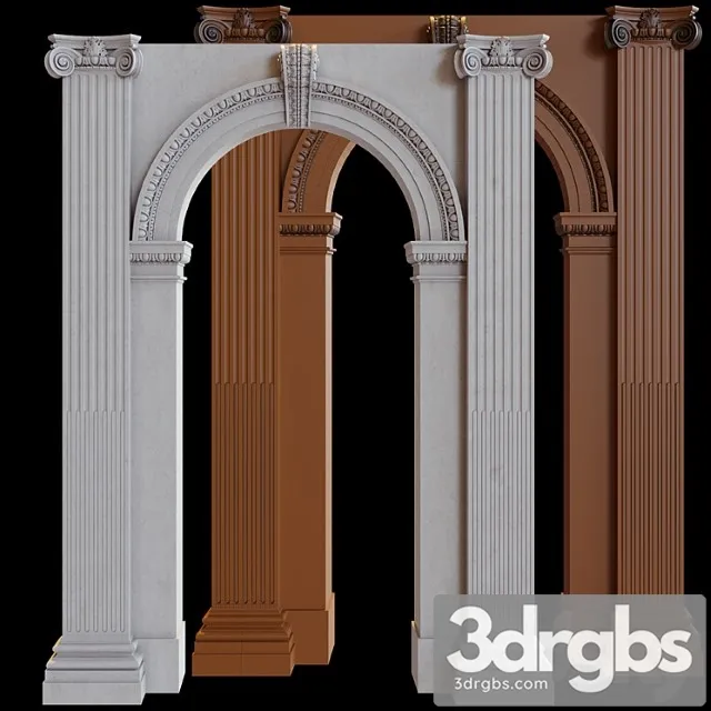 Decorative plaster Stucco column arch 3D Model Download