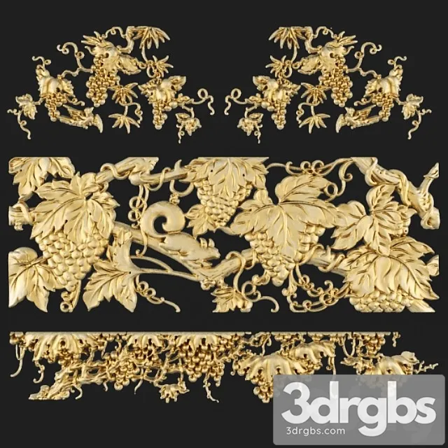 Decorative plaster Stucco grapes. 3D Model Free