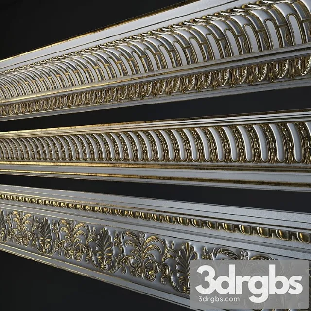 Decorative plaster Three eaves torus style 3D Model Free