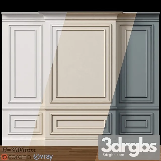 Decorative plaster Wall molding 4. boiserie classic panels 3D Model Free
