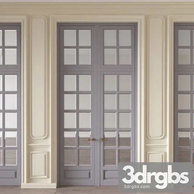 Decorative plaster Wall molding with doors 3D Model Free