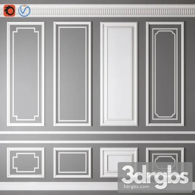 Decorative Plaster Wall Set 02 3D Model Free