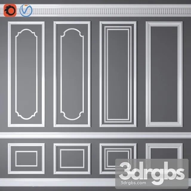 Decorative Plaster Wall Set 03 3D Model Free