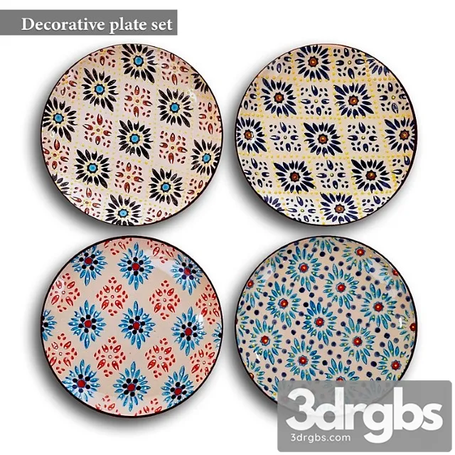 Decorative plate set 16 3D Model Free