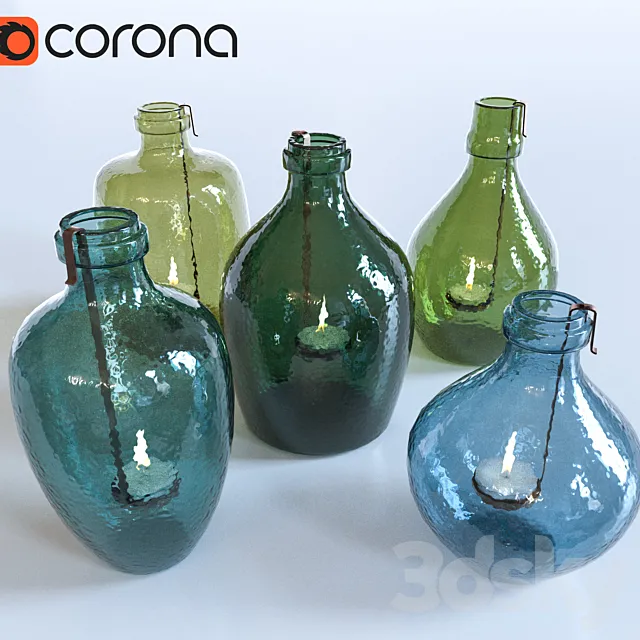 Decorative pot with candles 3DModel