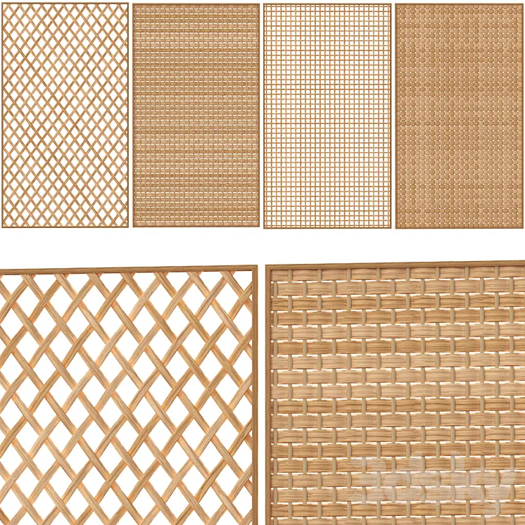 Decorative rattan partition 02 3D Model Free Download