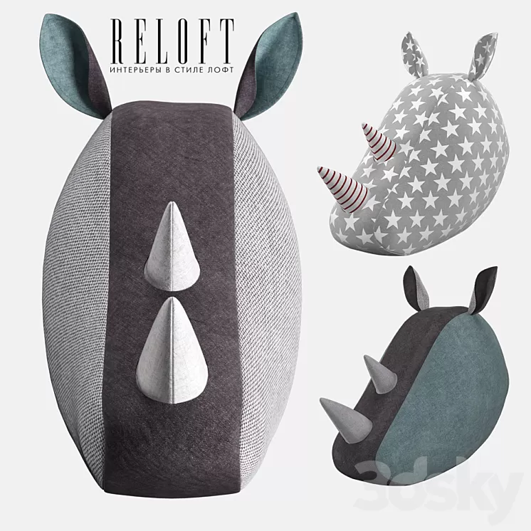 Decorative rhino head fabric SOFTHEADS 3D Model