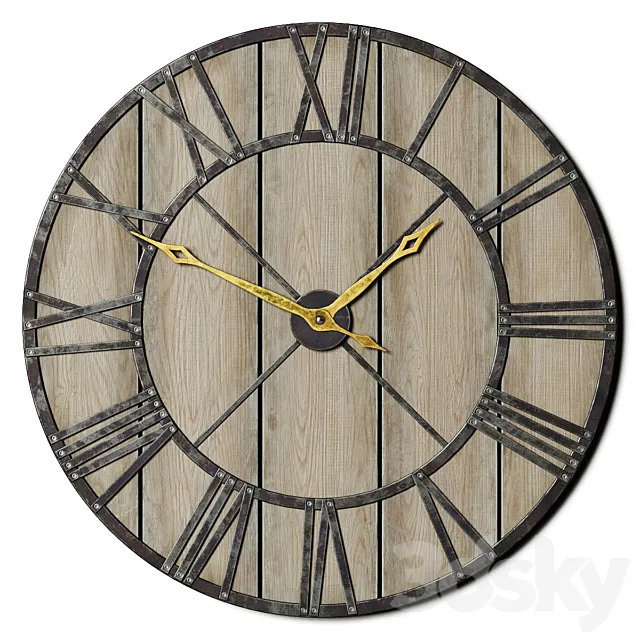 Decorative Rustic Wall Clock 3D Model