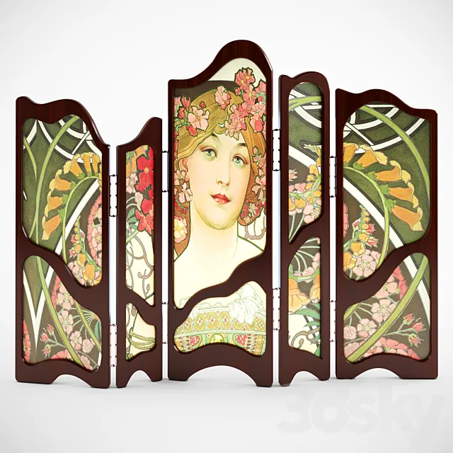 Decorative screen art nouveau 3D Model