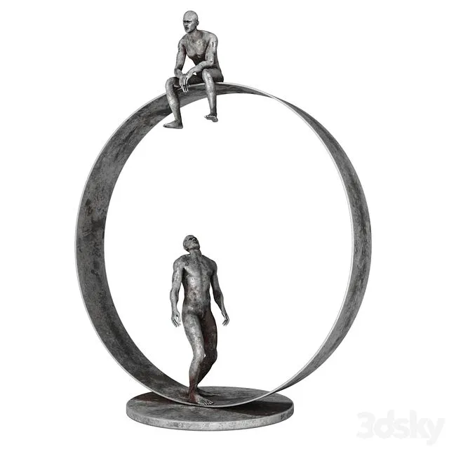 Decorative Sculpture With 4 PBR Metal Materials 3D Model