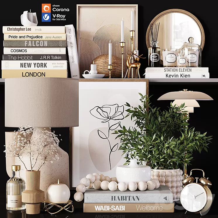 Decorative Set 01 3D Model Free